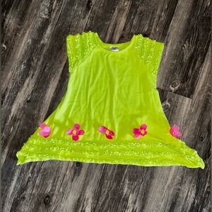 Green dress pink flowers sz 3T GUC no stains or rips no piling